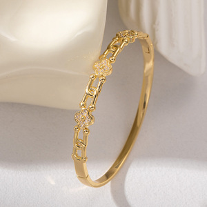 <b>Sweet</b> French Style Metal Openwork Horseshoe <b>Flower</b> Bracelet Gold And Silver Women's Party Jewelry Zinc Alloy Fashion Chain - Product Image 3