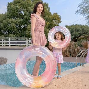 Bouée gonflable papillon rose taille adulte en PVC épaissi pour piscine et parc aquatique - Product Image 1