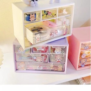 Six Compartment Desktop <b>Storage</b> <b>Drawer</b> <b>Box</b> For Student Stationery Cosmetics Jewelry With Cute Design And Stackable Feature - Product Image 4
