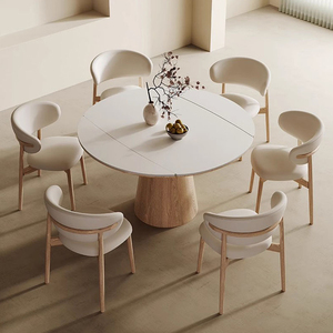Diningroom Simple Elegant Design Original Solid Wood <strong>White</strong> Apartment High-End <strong>Dining</strong> <strong>Table</strong> with Chairs - Product Image 6