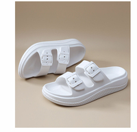Sandales à boucle pour femmes, semelle épaisse, double sangle réglable, sandales pour hommes, pantoufles de créateur à deux brides, vente en gros, logo personnalisé