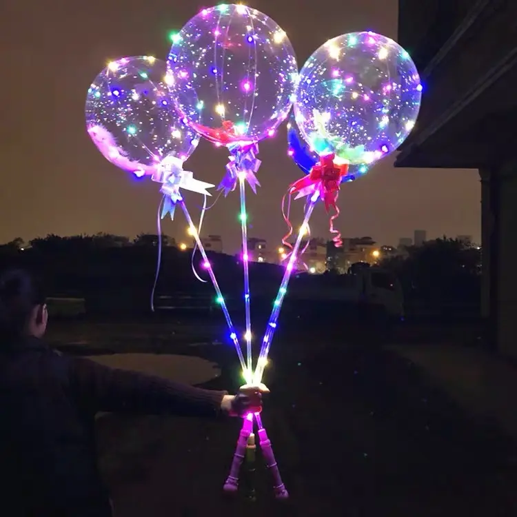 Wholesale 2023 Bobo ballon 18 inches LED transparent bobo balloon with String Light for Christmas New Shaped Festival Party