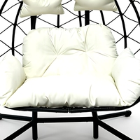 2026 Fauteuil suspendu d'extérieur moderne en rotin PE, double, en forme d'œuf, avec support en acier et coussin imperméable