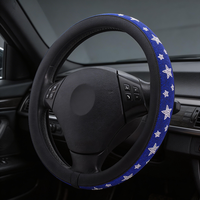 Funda de Volante de Cuero PU y Felpa Corta con Cristales y Pedrería, Diseño de Estrella Espacial, Universal para Auto