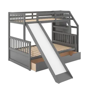 便宜的工厂价格小两儿童床带楼梯框架胶合板沙发双层床