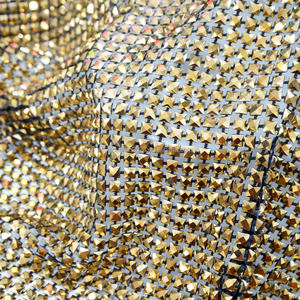 SH008 Precio de fábrica Diamante cuadrado Crystal Net Fabric Elástico <span class=keywords><strong>Aurum</strong></span> cuadrado Rhinestone Beads Mesh - Product Image 4