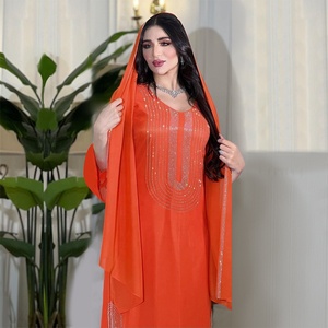 Ramadan Saudi-Arabisches Partykleid für Frauen Abaya Muslimisches Diamant-Hijab-Kleid-Set 2-teilig Vestidos Mujer Marokkanischer Kaftan Abaya - Product Image 5