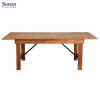 Table Pliante Rustique de Ferme en Bois de Pin Ancien pour Hôtels et Événements, Table d'Extérieur Solide
