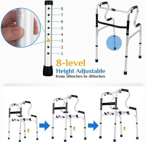 Déambulateur pliant 3-en-1 pour la rééducation médicale, avec fonction de marche debout assistée, adapté aux espaces étroits, pour personnes âgées jusqu'à 200 kg - Product Image 2