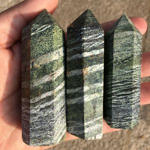 Bacchetta a punta di <span class=keywords><strong>pietra</strong></span> preziosa naturale Healing Reiki green Zebra Danio Stone tower per <span class=keywords><strong>la</strong></span> decorazione Feng Shui - Product Image 3