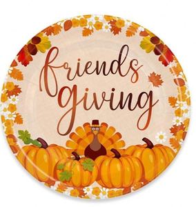 10-Inch Modern Style Paper <b>Plates</b> Fall Leaves and Rose Gold Foil Design Friendsgiving and Thanksgiving Party Decor Supplies - Product Image 4
