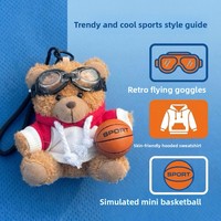 Porte-clés en peluche Ours de basketball, style mignon, poupée sportive, accessoire de sac à dos, cadeau créatif, vente en gros