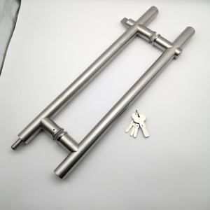 Kensharp H hình dạng cửa kính xử lý với khóa thép không gỉ kéo xử lý với khóa phím cho cửa ra vào - Product Image 3