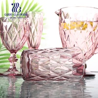 Gobelet à vin en verre violet de haute qualité, couleur unie, 300 ml, fabriqué à la machine, verre épais vintage, verrerie à motif diamant