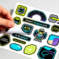 Hoja de pegatinas holográficas impermeables, vinilo transparente personalizado, hoja de pegatinas troqueladas con diseño de beso, hojas de pegatinas personalizadas