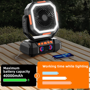<span class=keywords><strong>Ventilateur</strong></span> de refroidissement portable pour le camping en plein air, rechargeable par USB et solaire, multifonction, 40000mAh, lampe LED, source d'alimentation électrique avec télécommande - Product Image 4