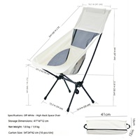 Chaise de camping portable d'extérieur en acier inoxydable, chaise lune pliable pour la plage, le jardin, la pêche et la randonnée