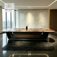HYZ-284X Table de conférence moderne minimaliste en bois de frêne massif, capacité 10 personnes, avec prise et lampe de bureau, livraison porte-à-porte