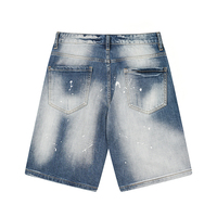 Shorts en jean pour hommes, style patchwork délavé, effet déchiré, streetwear personnalisé, imprimé à l'encre, haute qualité, vente en gros, fabricant