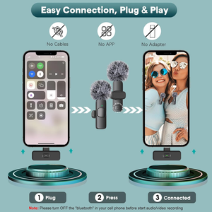 Microphone Lavalier Sans Fil Double 3-en-1 pour iPhone, Android et Appareil Photo, Micro Cravate Portable pour Diffusion en Direct, Vlog et Enregistrement Vidéo - Product Image 4