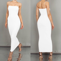 Vestido maxi ajustado de mujer con cuello cuadrado acanalado para fiesta de otoño