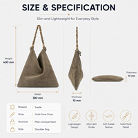 Sac en daim pour femme, sac hobo noué, sac à main authentique avec chaîne dorée, bandoulière entrelacée, 7 couleurs, vente en gros, personnalisation OEM, usine