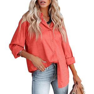 Blusa holgada de moda para <span class=keywords><strong>mujer</strong></span> de Color sólido <span class=keywords><strong>extra</strong></span> grande, sencilla, ecológica, de manga larga, informal, para verano, otoño, primavera, no tejida - Product Image 4