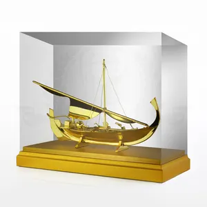 Mô Hình Tàu Thuyền Venice Mạ Vàng Nghệ Thuật Kim Loại Với Đế Gỗ Để Làm Quà Tặng Doanh Nghiệp