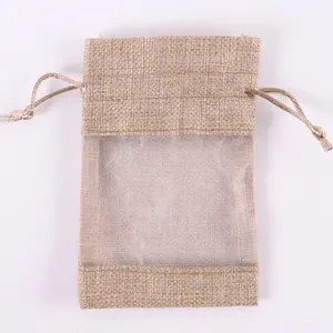 2023 nuovo prodotto sacchetto di Organza di iuta riutilizzabile ecologico con coulisse dimensioni personalizzate e sacchetto di imballaggio regalo di iuta con Logo