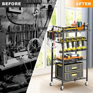Power Tool Organizer <strong>4</strong> Layer Heavy Duty Metal Power Tool Storage <strong>Rack</strong> with Wheel Floor Rolling Storage Cart on Wheels - Product Image 5
