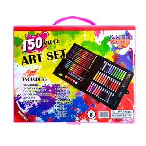 最流行的艺术150件彩色蜡笔文具彩色礼品套装儿童艺术绘画套装
