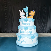 Gâteau d'anniversaire gonflable géant personnalisé en tissu Oxford avec éclairage LED pour événements extérieurs, fêtes et décoration publicitaire