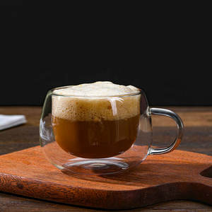 Set di Tazze da Caffè in <span class=keywords><strong>Vetro</strong></span> <span class=keywords><strong>a</strong></span> Doppio Strato Trasparente - Tazza Termica per Cappuccino con Piattino per Caffetteria e <span class=keywords><strong>Casa</strong></span> - Product Image 4