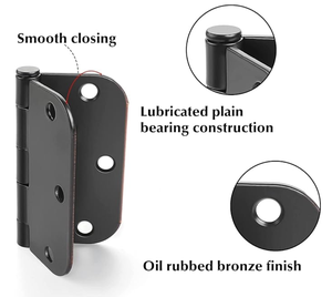 6 Gói 3.5X3.5Inch Tròn Nội Thất 5/8 ''Bán Kính Nhiệm Vụ Nặng Nề Matte Màu Đen Cửa Sắt Bản Lề Phần Cứng Cho Phòng Ngủ Shed Cổng - Product Image 3