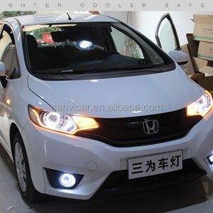 Sanvi Automobile 12v 6000K Xenon Headlight Assembly for Honda-Fit -Jazz 2014-2018 <b>Lights</b> with HD Hella-5 Lens LED Angel Eye DRL - Product Image 5