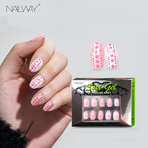 Nailway Día de San Valentín Bebé Rosa Diseño de moda Gel suave ovalado corto Pretty Press en <span class=keywords><strong>uñas</strong></span> acrílicas - Product Image 1