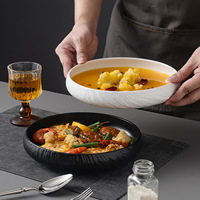 Grand plat en céramique de haute qualité pour soupe de poisson, compatible micro-ondes, design moderne et minimaliste, couleur sous glaçure, origine Chine