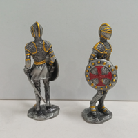Figurine de Chevalier Templier en Alliage de Zinc Bronze Antique Niceway, Épée à Deux Lames, Poli, Électroplaqué, Moulage sous Pression en Acier Inoxydable, 8 cm