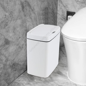 Poubelle de salle de bain intelligente en ABS avec ensachage automatique, couvercle électronique, capteur de mouvement étroit sans contact, blanche, pour la vente en gros - Product Image 5