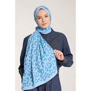 Bufanda Pure Tone con Estampado de Leopardo en Azul Bebé, Larga, 100% Poliéster, Impresión Digital - Product Image 4