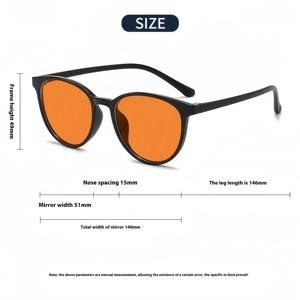 Vente en gros de lunettes à monture TR90 noire verres orange lumière rétro ronde anti-lumière bleue lunettes de lecture pour femmes et hommes - Product Image 4