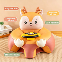 Chaise haute multifonctionnelle pour enfant avec motif d'animaux 3D, rembourrage en coton PP, tissu technique imperméable, plateau amovible, anti-chute, unisexe