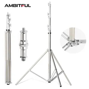 AMBITFUL AS-280pro 2.8mステンレス鋼エアクッションライトスタンド写真スタジオ用ヘビーデューティー調整可能三脚