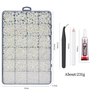 Ensemble de 24 compartiments de décorations pour ongles, comprenant des <span class=keywords><strong>strass</strong></span> plats en résine perlée, pour DIY, <span class=keywords><strong>avec</strong></span> colle, pince à épiler et stylo à points - Product Image 3