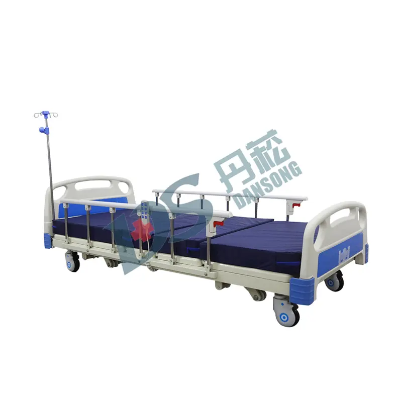 Economic low level full electric hospital beds 3 function medical equipment bed with aluminum stainless steel side rails