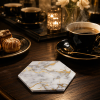 Sous-verres hexagonaux antidérapants écologiques modernes en céramique avec base en liège, multi-usages, résistants à la chaleur, absorbants, finition brillante/mate