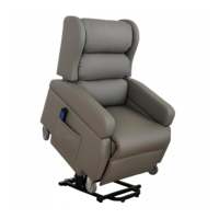 Fauteuil releveur électrique avec roues, fauteuil de transfert électrique, poignée, fauteuil inclinable gris, double moteur, design français, écran PVC, télécommande KMINA