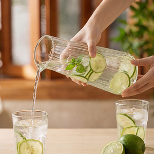 <span class=keywords><strong>Carafe</strong></span> à boisson en verre transparent de 1,2 L avec bec verseur en V pour jus, thé glacé, lait, sans couvercle, pour réfrigérateur - Product Image 5