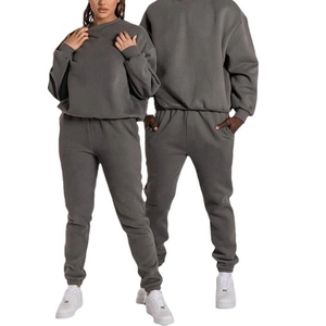 Design all'ingrosso la tua felpa in cotone 100% foderato in pile con cappuccio pantaloni da Jogger tuta tuta Set per donna e uomo - Product Image 2