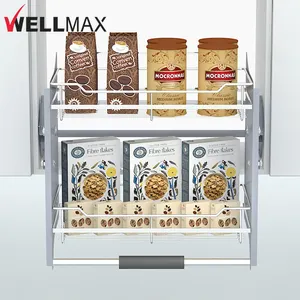 Wellmax下拉搁板橱柜配件厨房碗碟架壁柜收纳篮